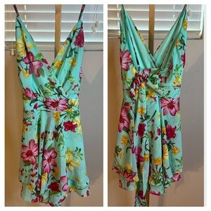 Fashion Nova Floral Mini Dress - Green and Pink